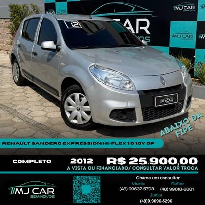 RENAULT SANDERO 1.0 EXPRESSION 16V FLEX 4P MANUAL RENAULT SANDERO 1.0 EXPRESSION 16V FLEX 4P MANUAL